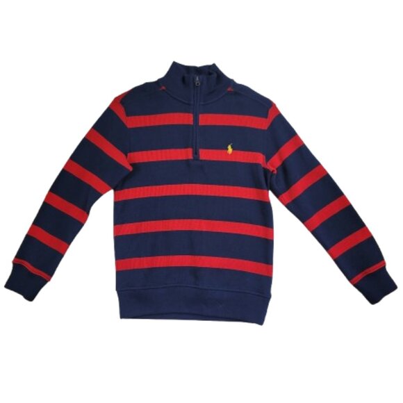 20250110 Polo Ralph Lauren Stripes Pullover Sweater Quarter Zip Size 8 - Picture 9 of 9